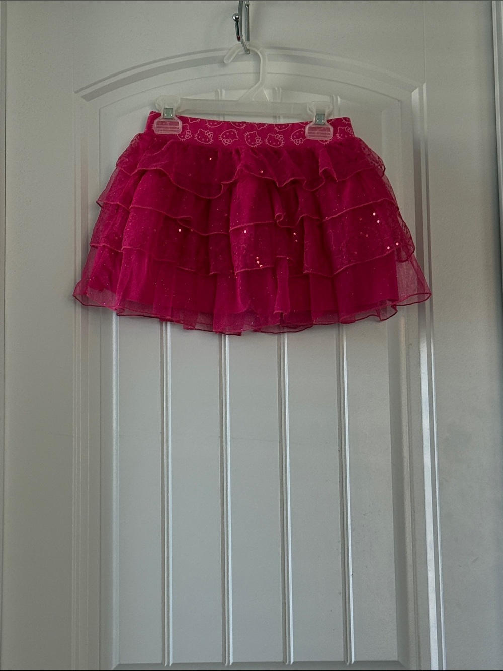 Gently worn Hello Kitty Hot Pink Layered Tulle Ruffle Skirt
